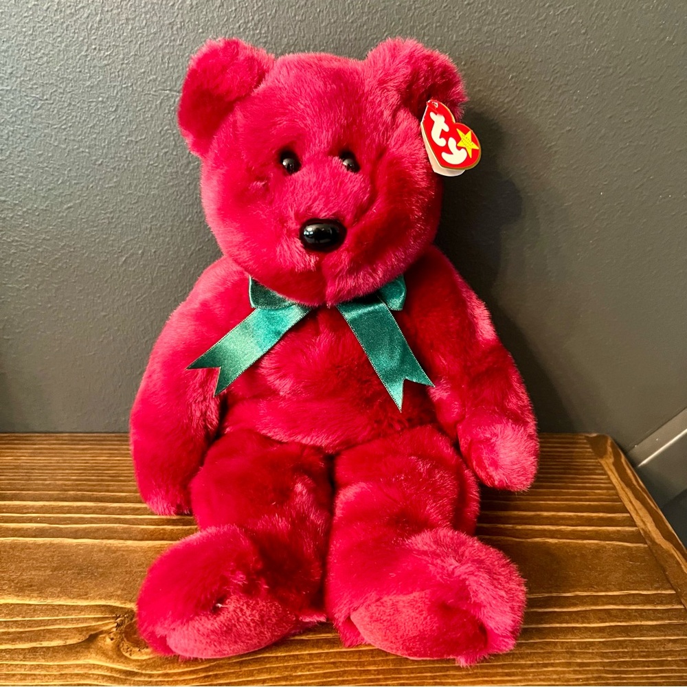 Ty Beanie Buddy Teddy limited edition cranberry color